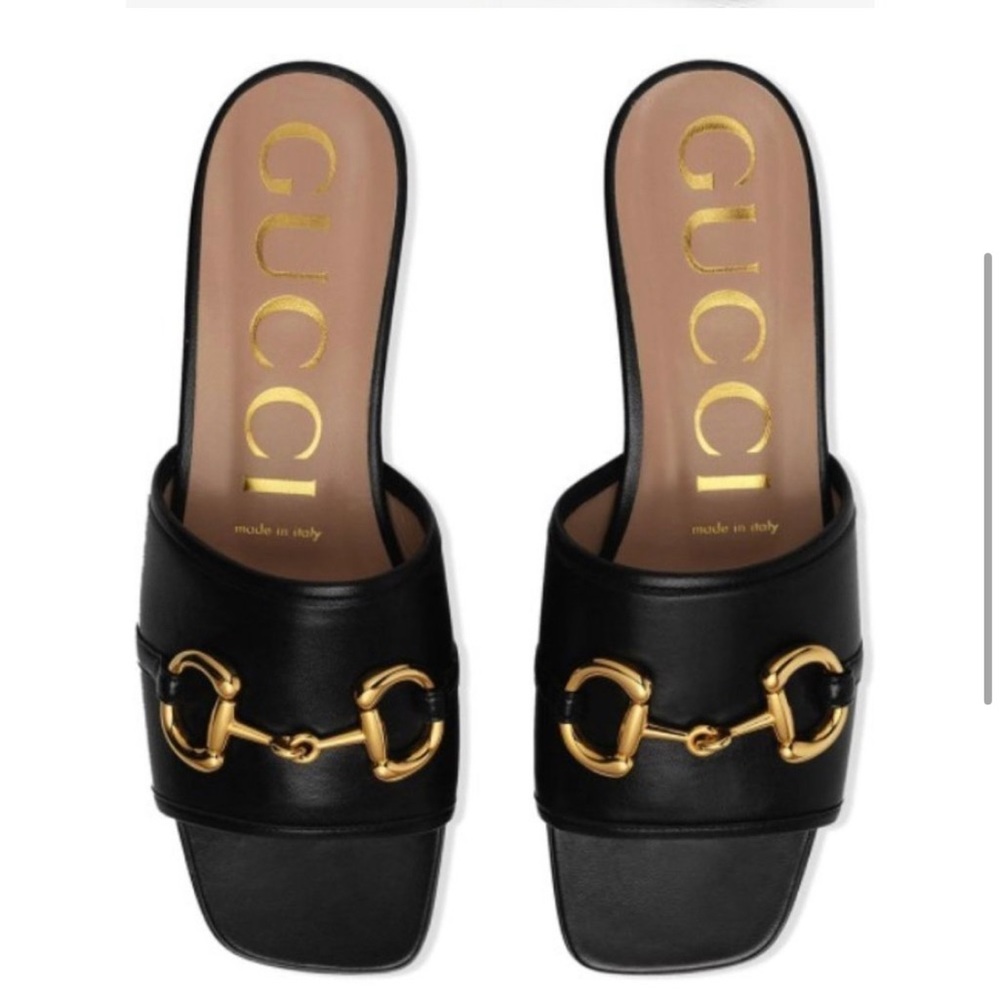 New Gucci Black Horsebit 37 Slide Sandals Size: US 7 Reg